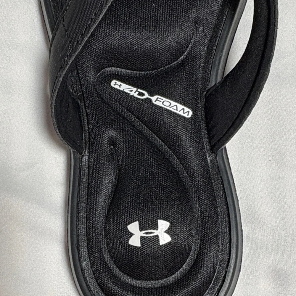 Under Armour Black Flip Flops with Logo - Picture 2 of 4